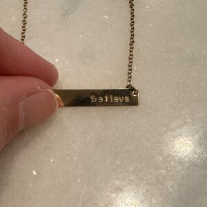 Gold Plated 'Believe' Bar Necklace